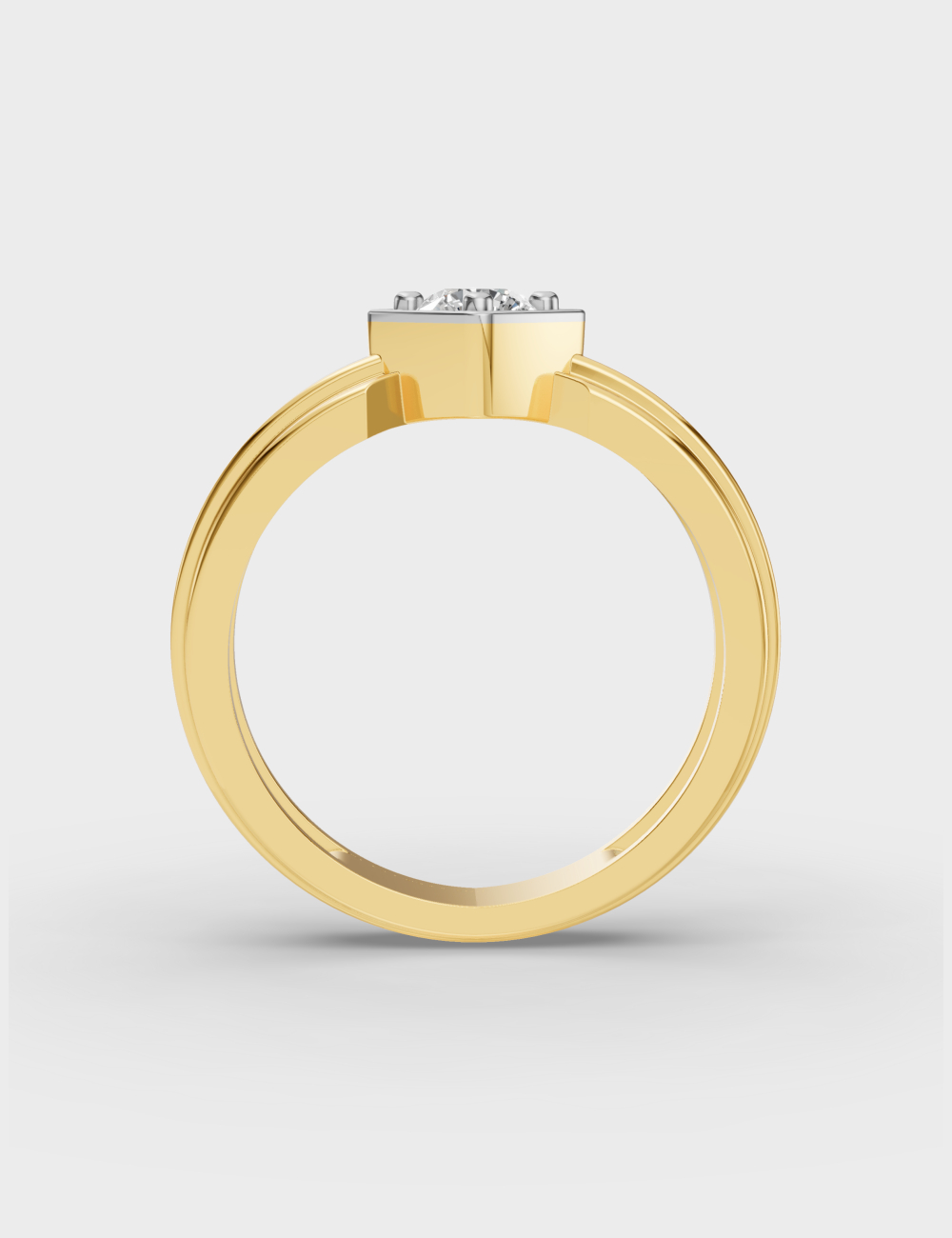 Radiant Appeal Men's Diamond Ring 80 cent FG-VVS, Yellow Gold, large, image 2