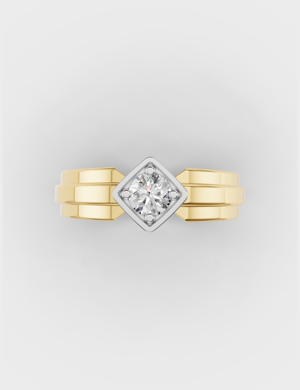 Linear Men's Diamond Ring 36 cent FG-VVS, Yellow Gold, large, image 4