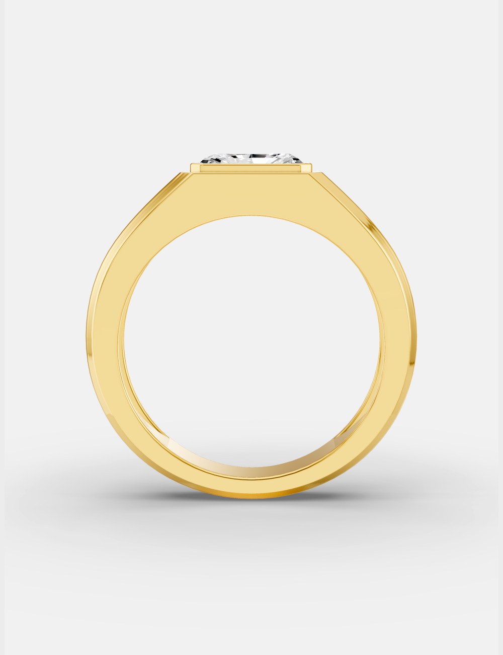 Striking Emerald Men's Diamond Ring 75 cent FG-VVS, Yellow Gold, large, image 2