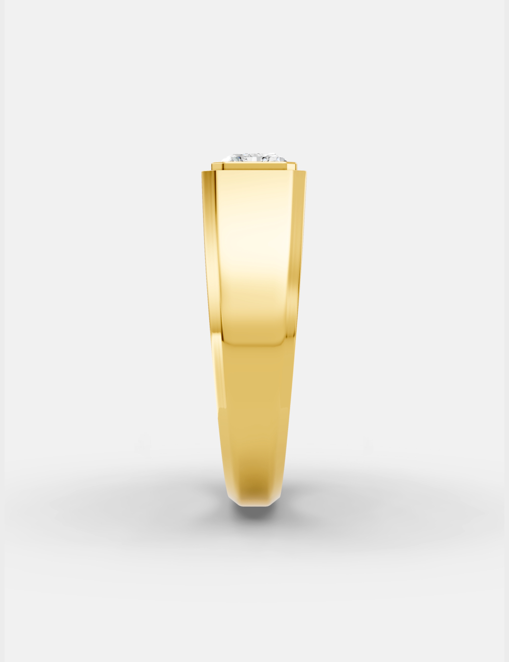 Striking Emerald Men's Diamond Ring 75 cent FG-VVS, Yellow Gold, large, image 3