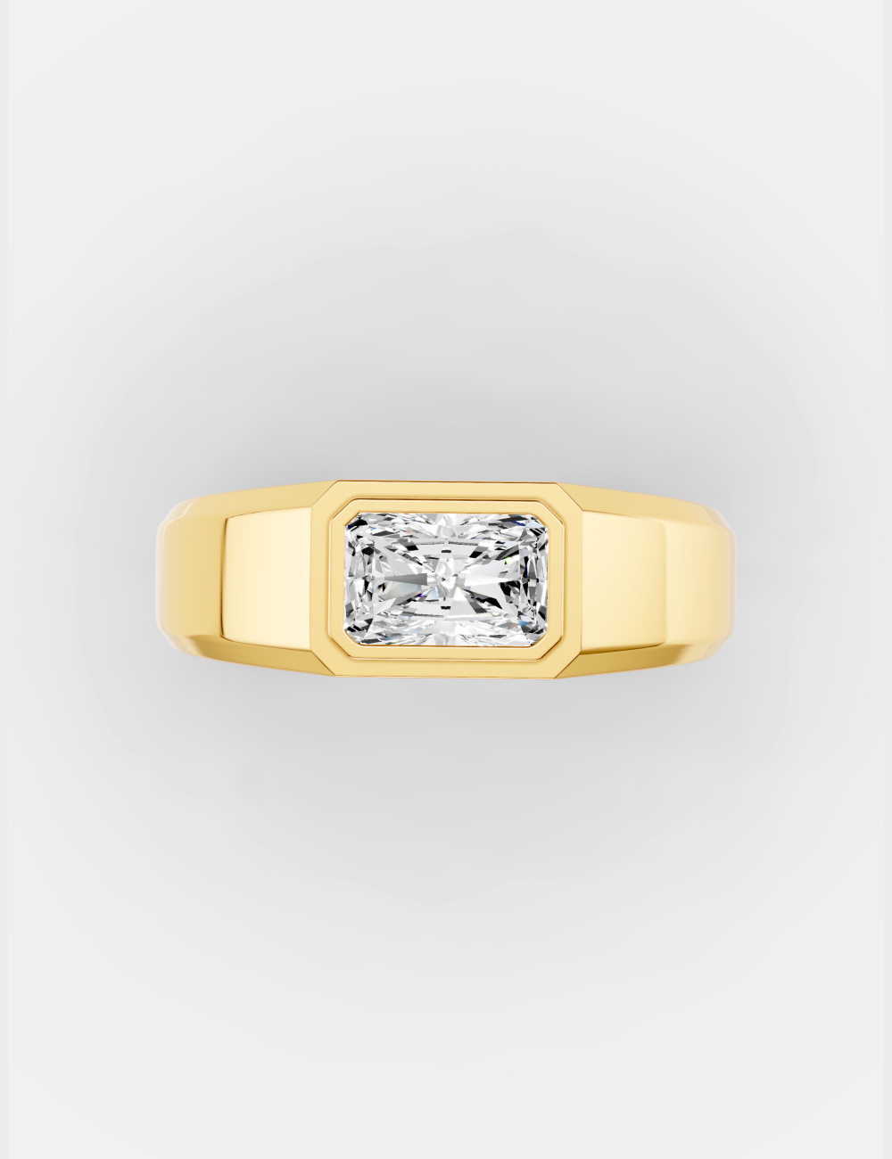 Striking Emerald Men's Diamond Ring 75 cent FG-VVS, Yellow Gold, large, image 4