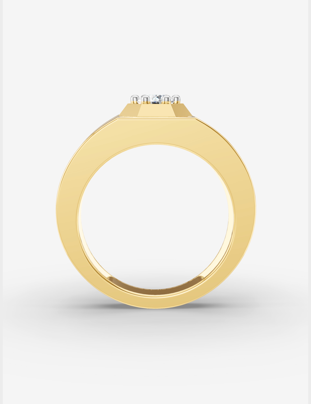 Geometric Men's Diamond Ring 45 cent FG-VVS, Yellow Gold, large, image 2