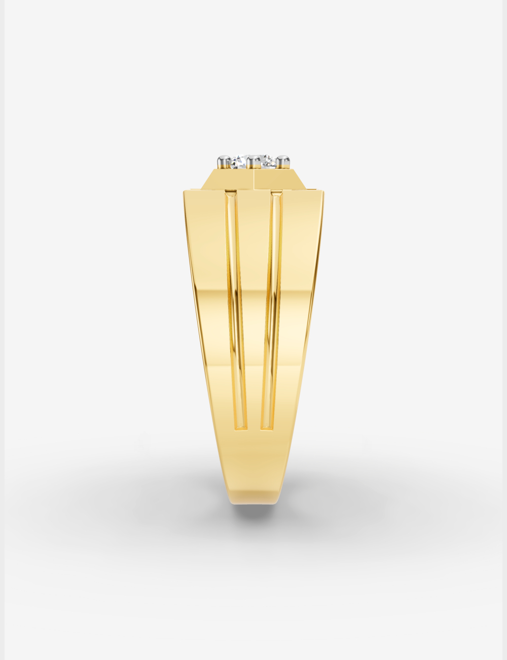 Geometric Men's Diamond Ring 45 cent FG-VVS, Yellow Gold, large, image 3