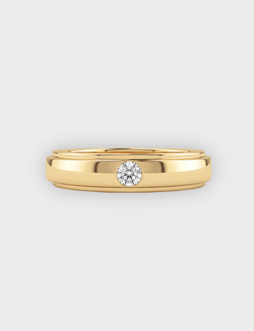 Sleek Bezel Men's Lab Grown Diamond Ring 0.1 Cent FG-VVS, Yellow Gold, large, image 2