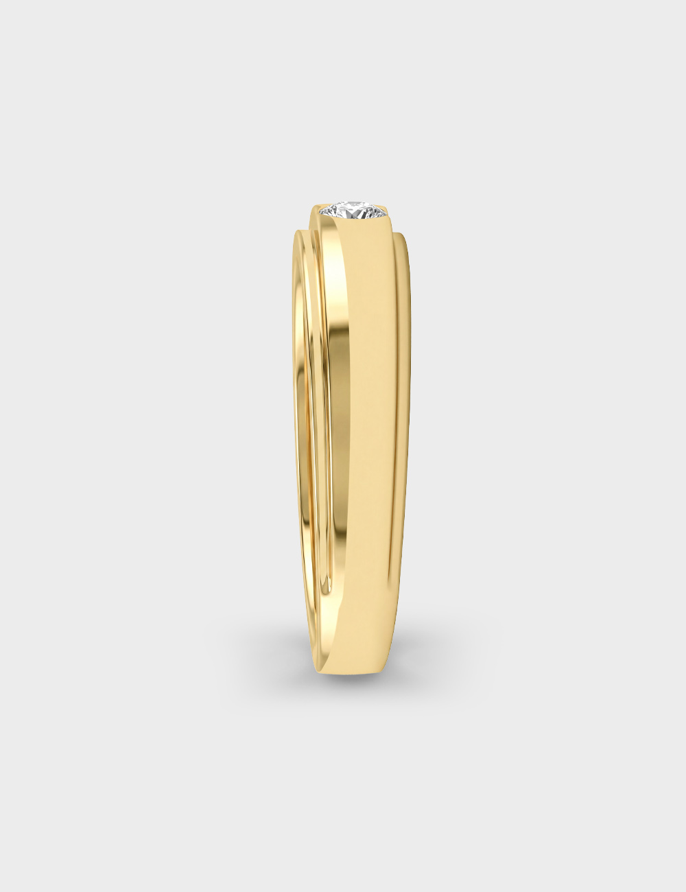 Sleek Bezel Men's Lab Grown Diamond Ring 0.1 Cent FG-VVS, Yellow Gold, large, image 3