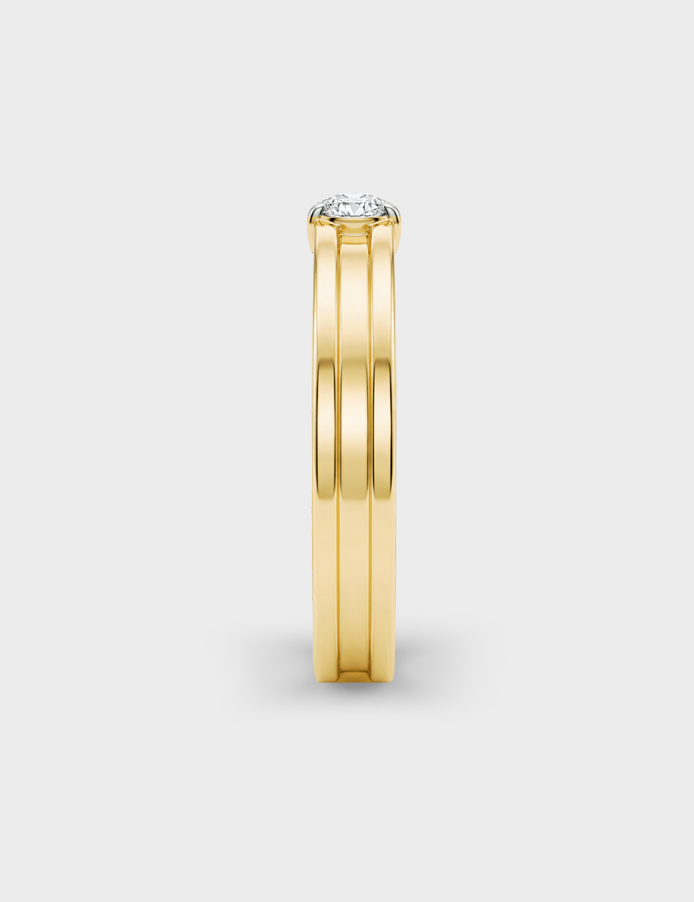 Dual-Line Men's Lab Grown Diamond Ring 0.27 Cent FG-VVS, Yellow Gold, large, image 3