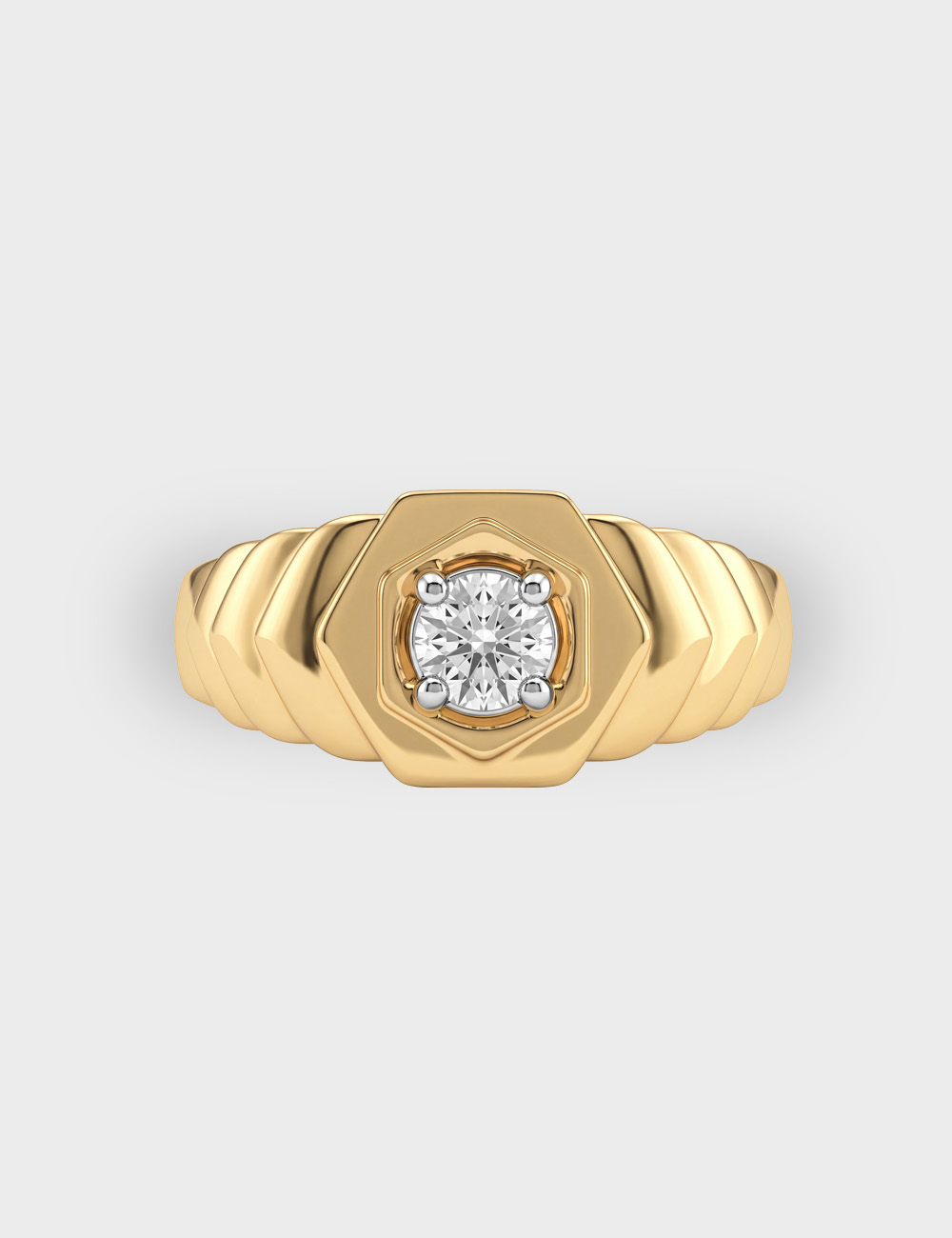 Foundry Men's Lab Grown Diamond Ring 0.2 Cent FG-VVS, Yellow Gold, large, image 2