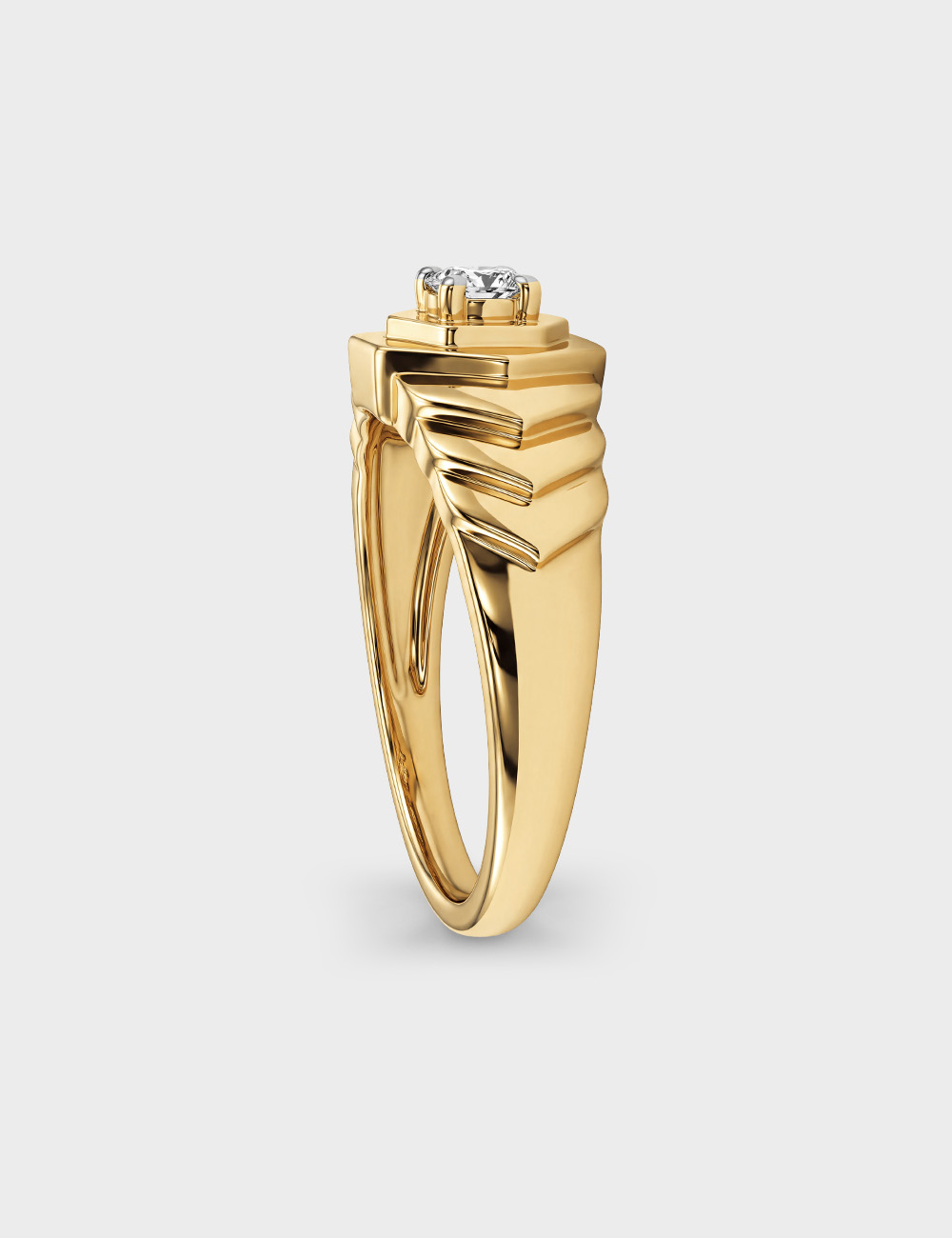 Foundry Men's Lab Grown Diamond Ring 0.2 Cent FG-VVS, Yellow Gold, large, image 3