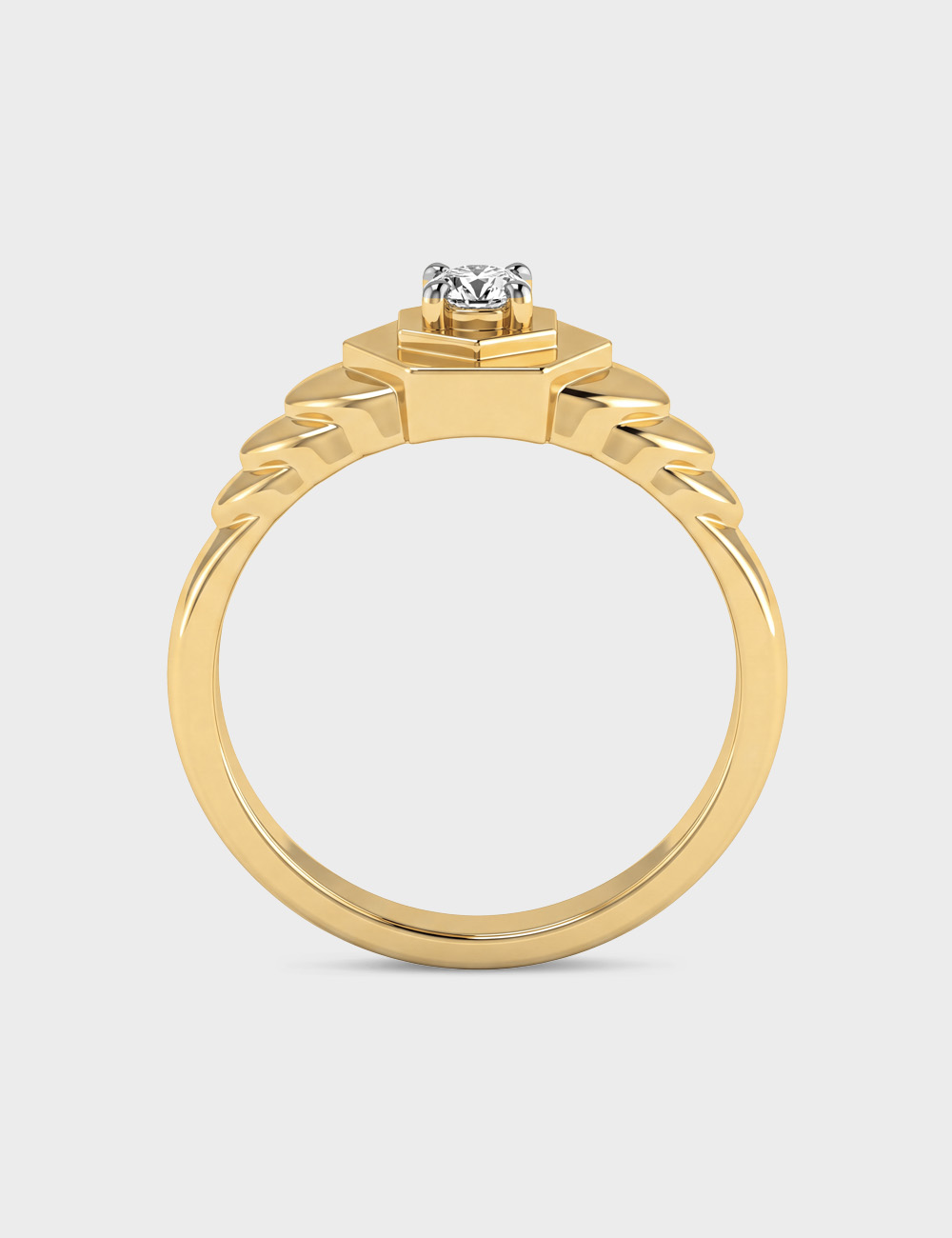Foundry Men's Lab Grown Diamond Ring 0.2 Cent FG-VVS, Yellow Gold, large, image 4