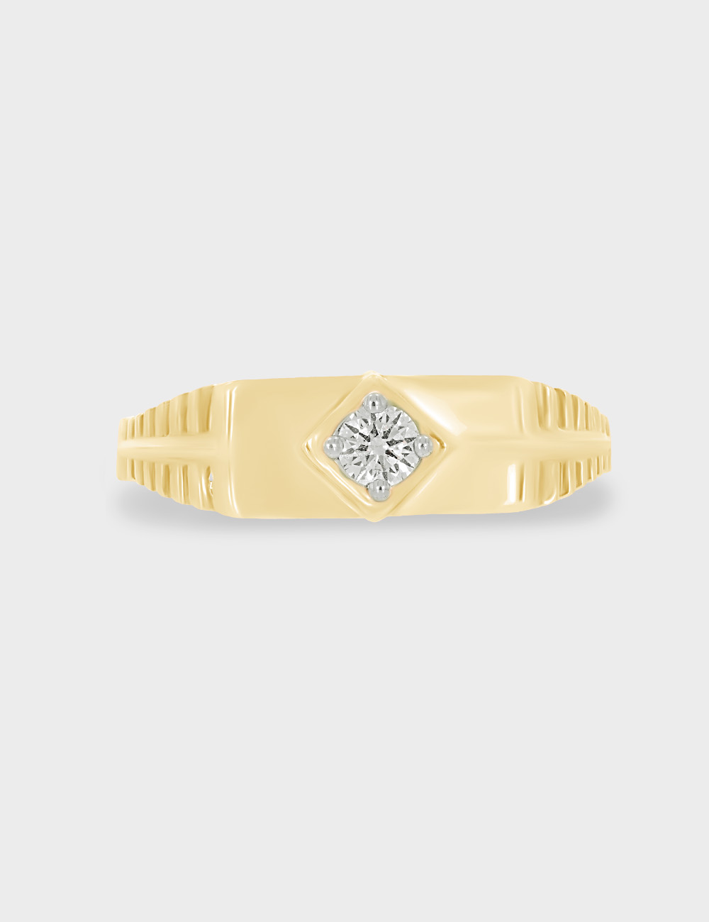 Ridgeform Men's Diamond Ring 0.22 cent FG-VVS, Yellow Gold, large, image 2