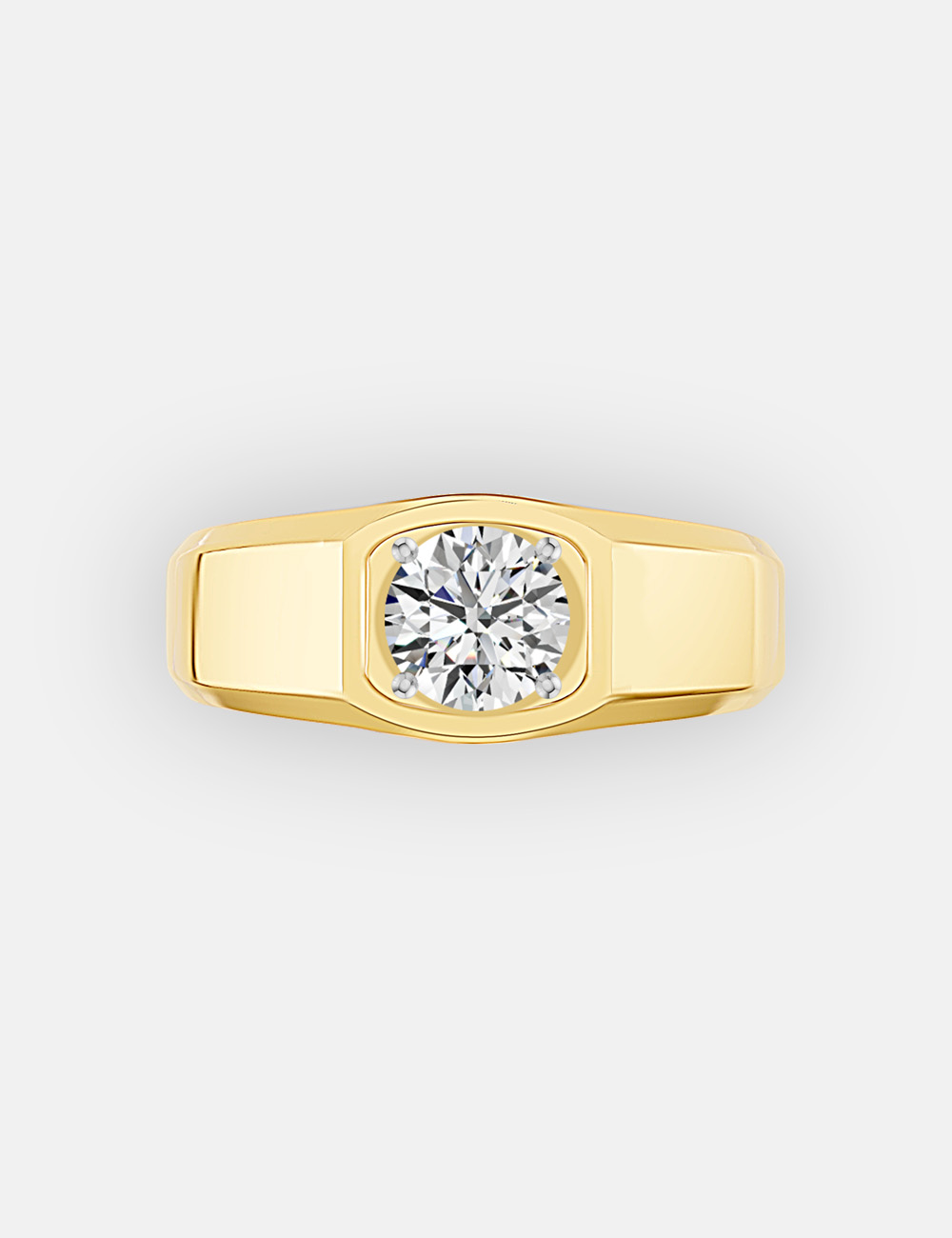 Distinguished Men's Diamond Solitaire Band 1.27 carat FG-VVS, Yellow Gold, large, image 2
