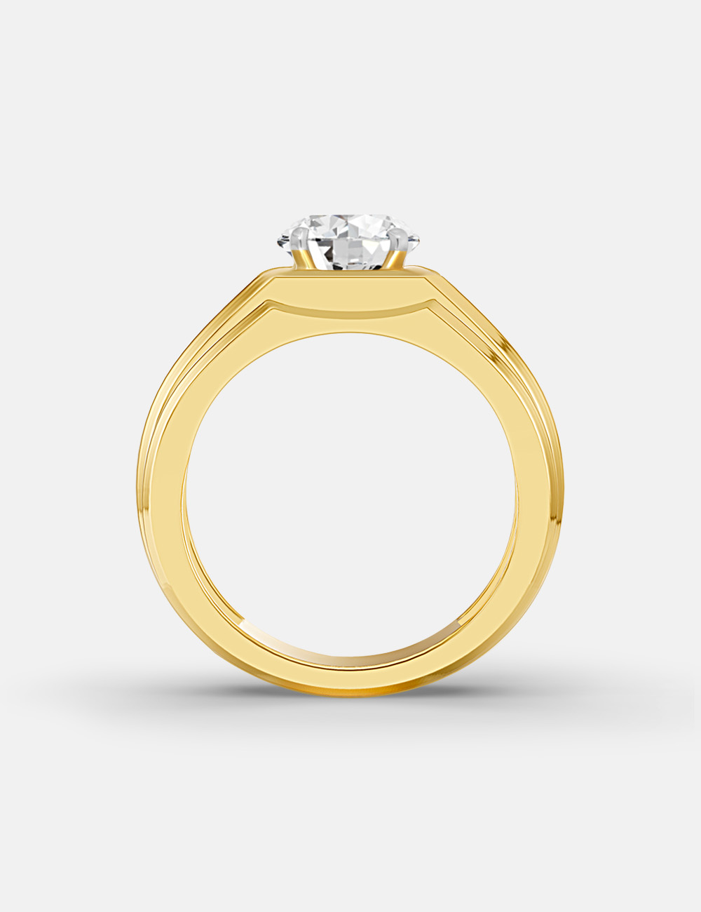 Distinguished Men's Diamond Solitaire Band 1.27 carat FG-VVS, Yellow Gold, large, image 3