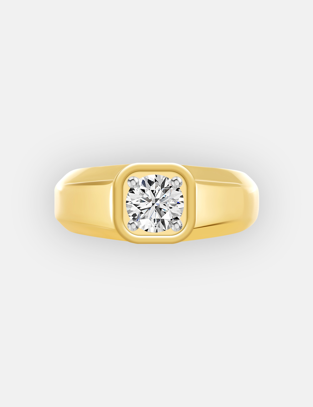 Sculpted Square Men's Solitaire Diamond Band 1.01 carat FG-VVS, Yellow Gold, large, image 2