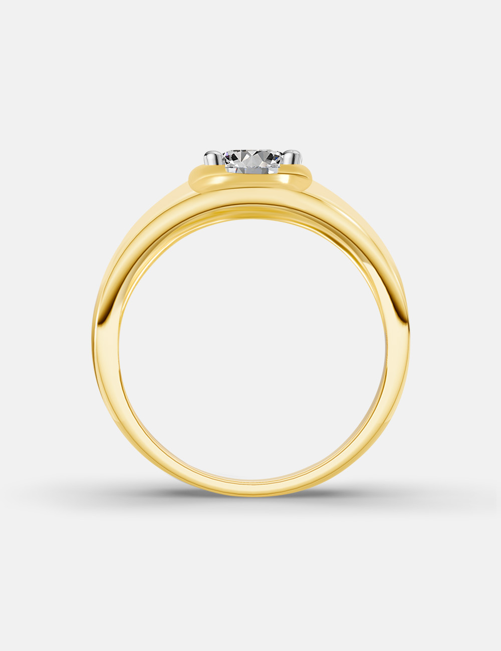 Sculpted Square Men's Solitaire Diamond Band 1.01 carat FG-VVS, Yellow Gold, large, image 3