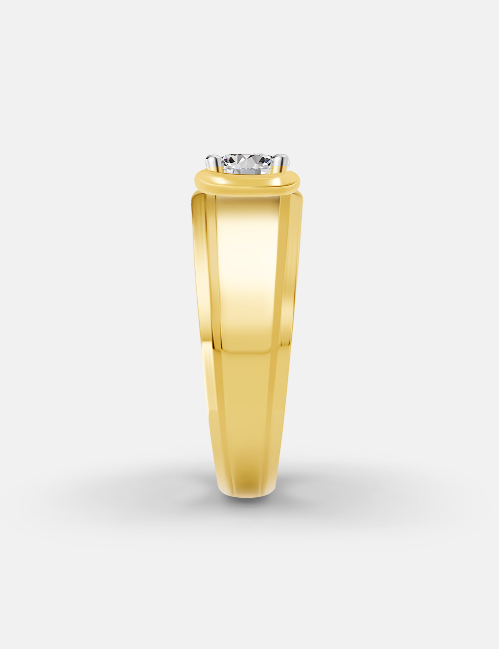 Sculpted Square Men's Solitaire Diamond Band 1.01 carat FG-VVS, Yellow Gold, large, image 4