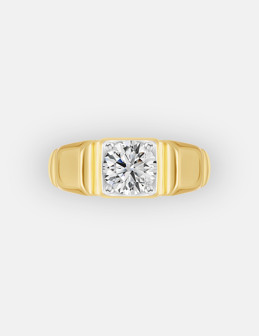 Urban Titan Men's Lab Grown Diamond Ring 51 Cent FG-VVS, Yellow Gold, large, image 2