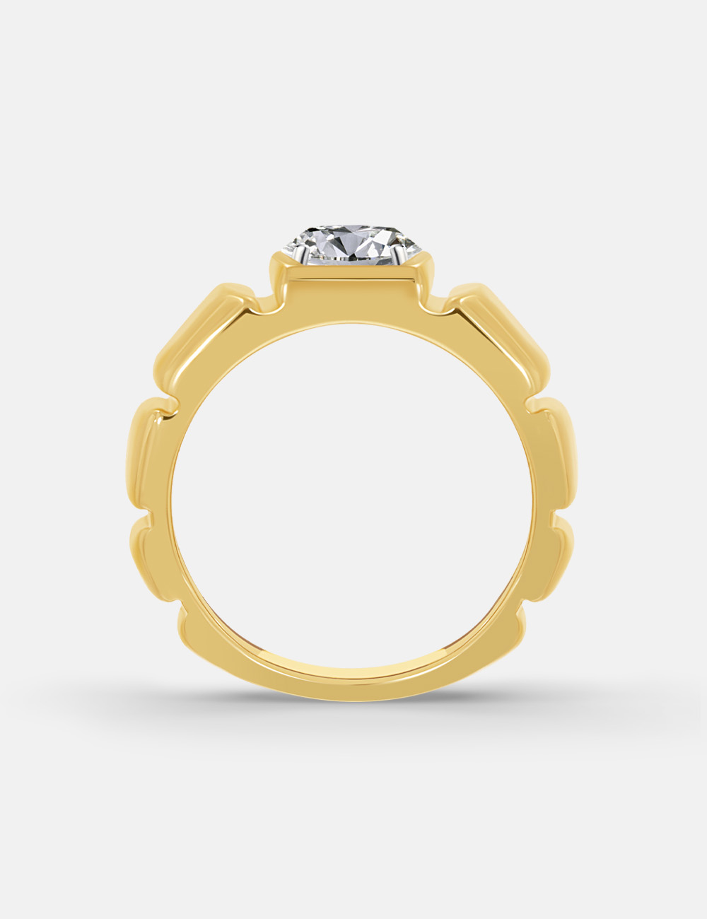 Urban Titan Men's Lab Grown Diamond Ring 51 Cent FG-VVS, Yellow Gold, large, image 3