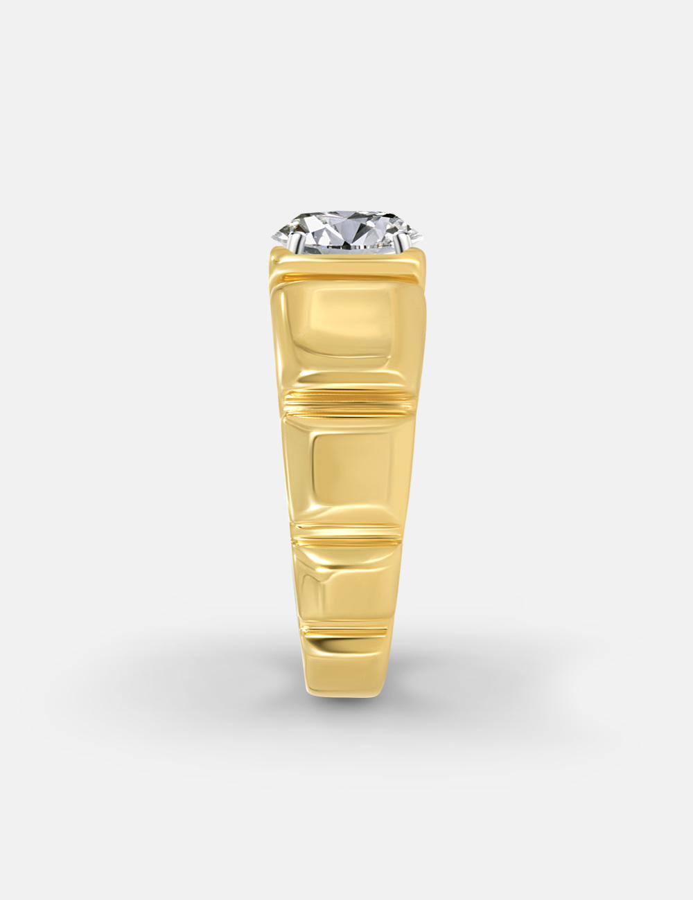 Urban Titan Men's Lab Grown Diamond Ring 51 Cent FG-VVS, Yellow Gold, large, image 4