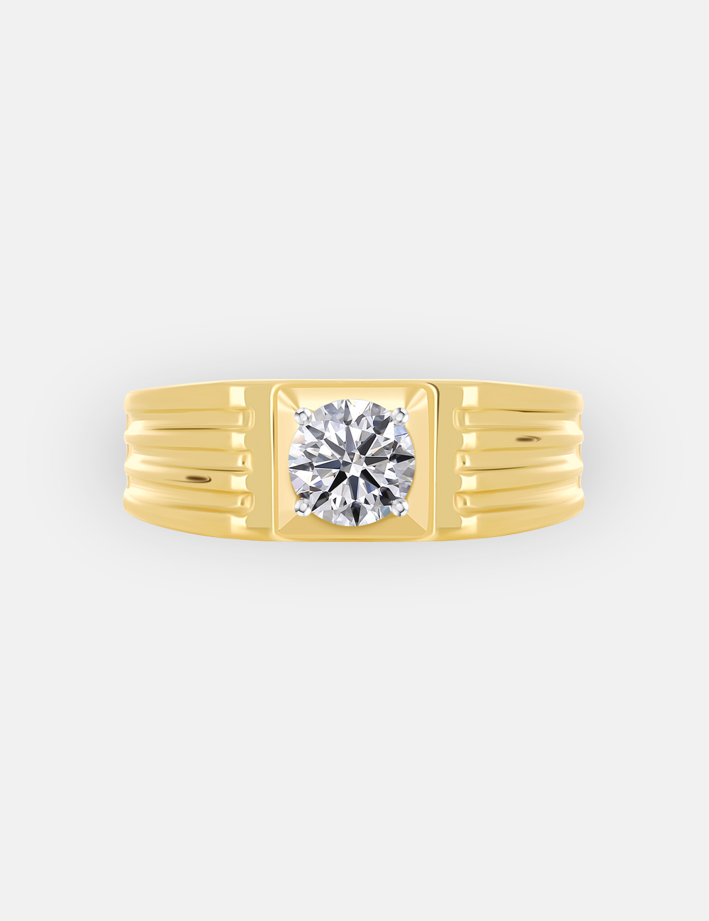 Pinnacle Men's Solitaire Diamond Ring 0.55 cent FG-VVS, Yellow Gold, large, image 2