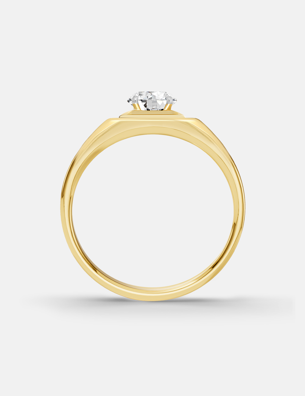 Pinnacle Men's Solitaire Diamond Ring 0.55 cent FG-VVS, Yellow Gold, large, image 3