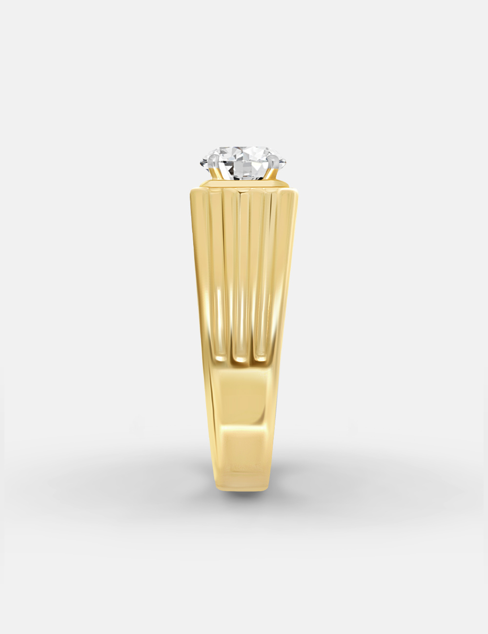 Pinnacle Men's Solitaire Diamond Ring 0.55 cent FG-VVS, Yellow Gold, large, image 4