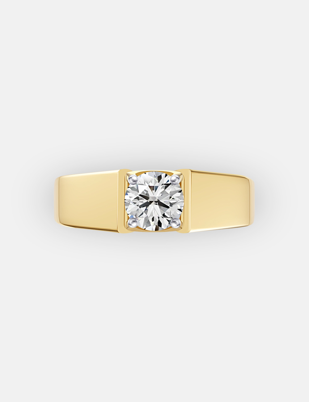 Elevate Men's Solitaire Diamond Ring 1.1 carat FG-VVS, Yellow Gold, large, image 2
