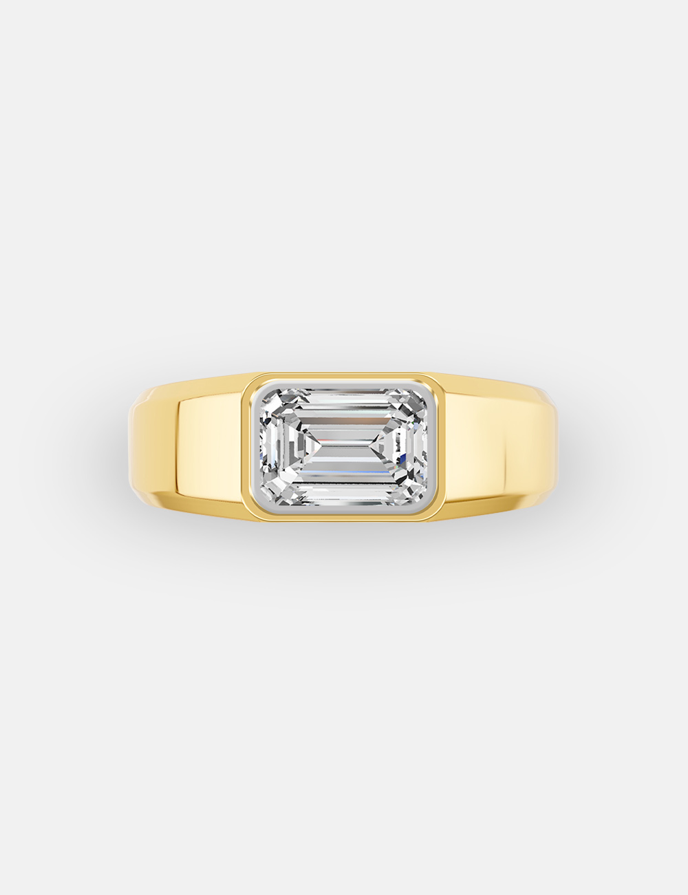 Echelon Men's Lab Grown Diamond Ring 52 Cent FG-VVS, Yellow Gold, large, image 2