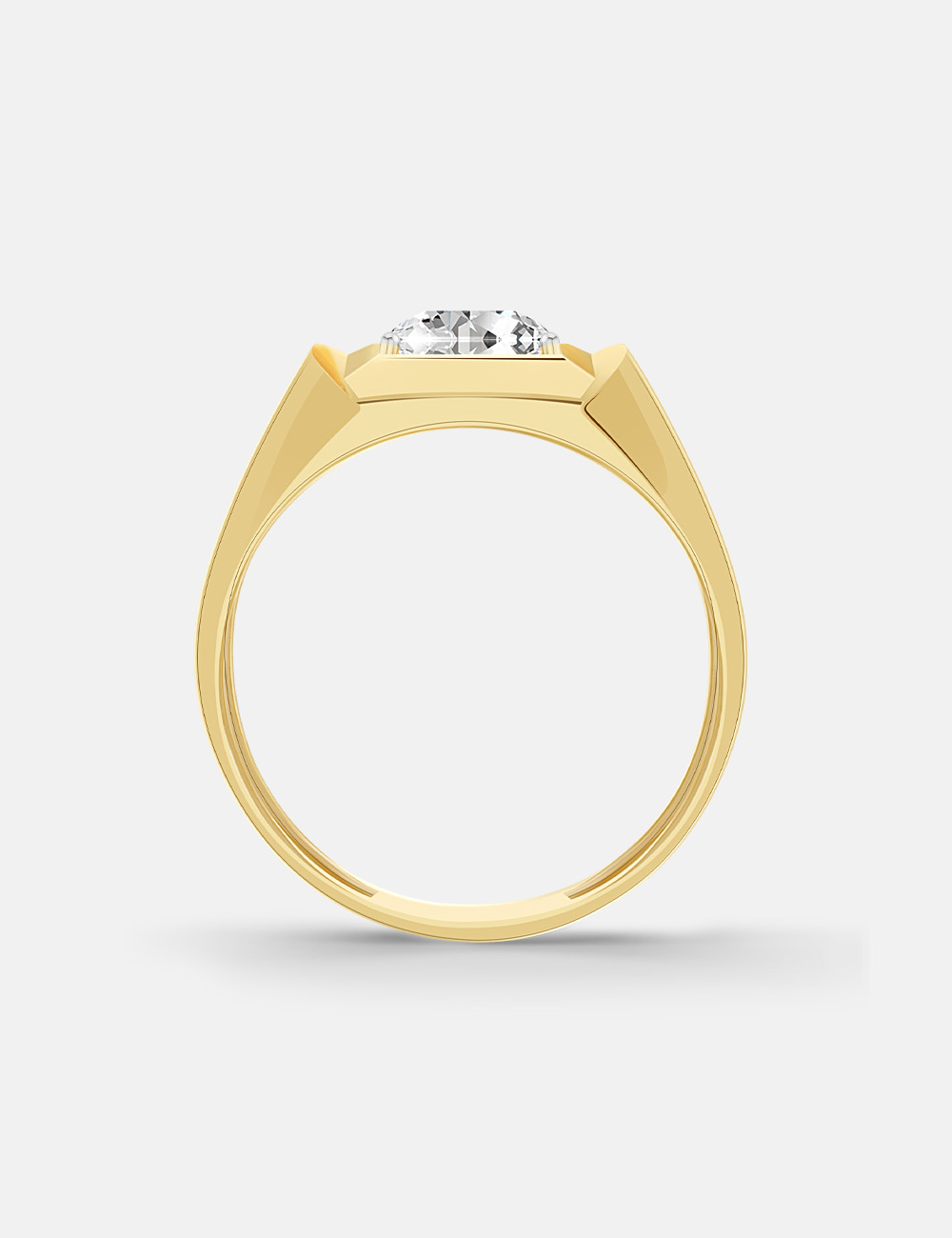 Sovereign Accent Men's Lab Grown Diamond Ring 68 Cent FG-VVS, Yellow Gold, large, image 3