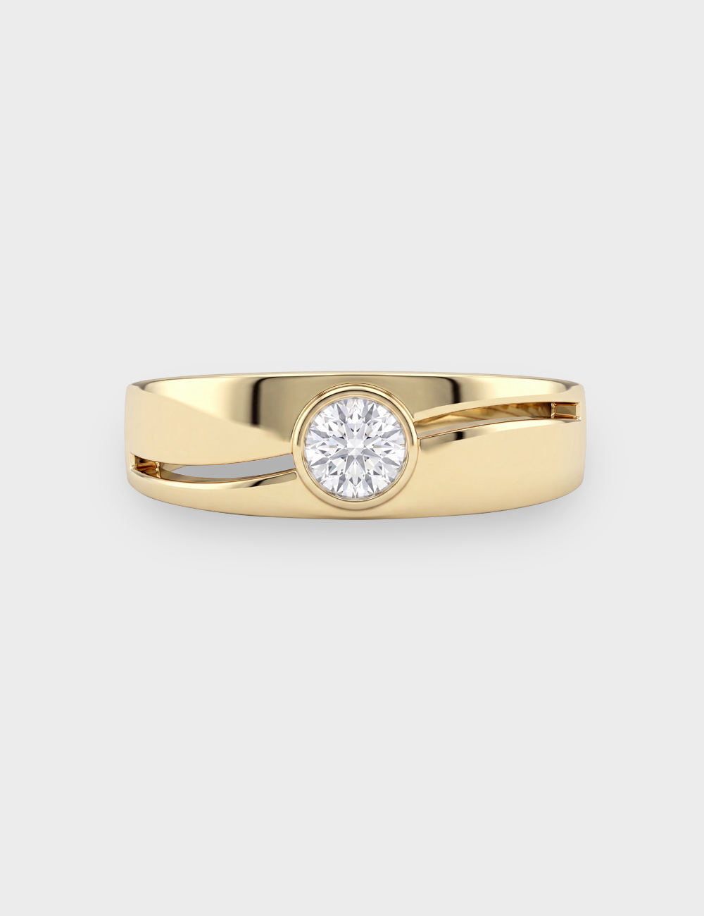Sleek Split Men's Lab Grown Diamond Ring 0.24 Cent FG-VVS, Yellow Gold, large, image 2