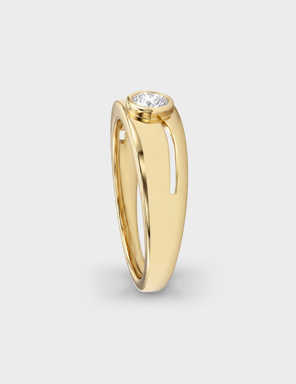 Sleek Split Men's Lab Grown Diamond Ring 0.24 Cent FG-VVS, Yellow Gold, large, image 3