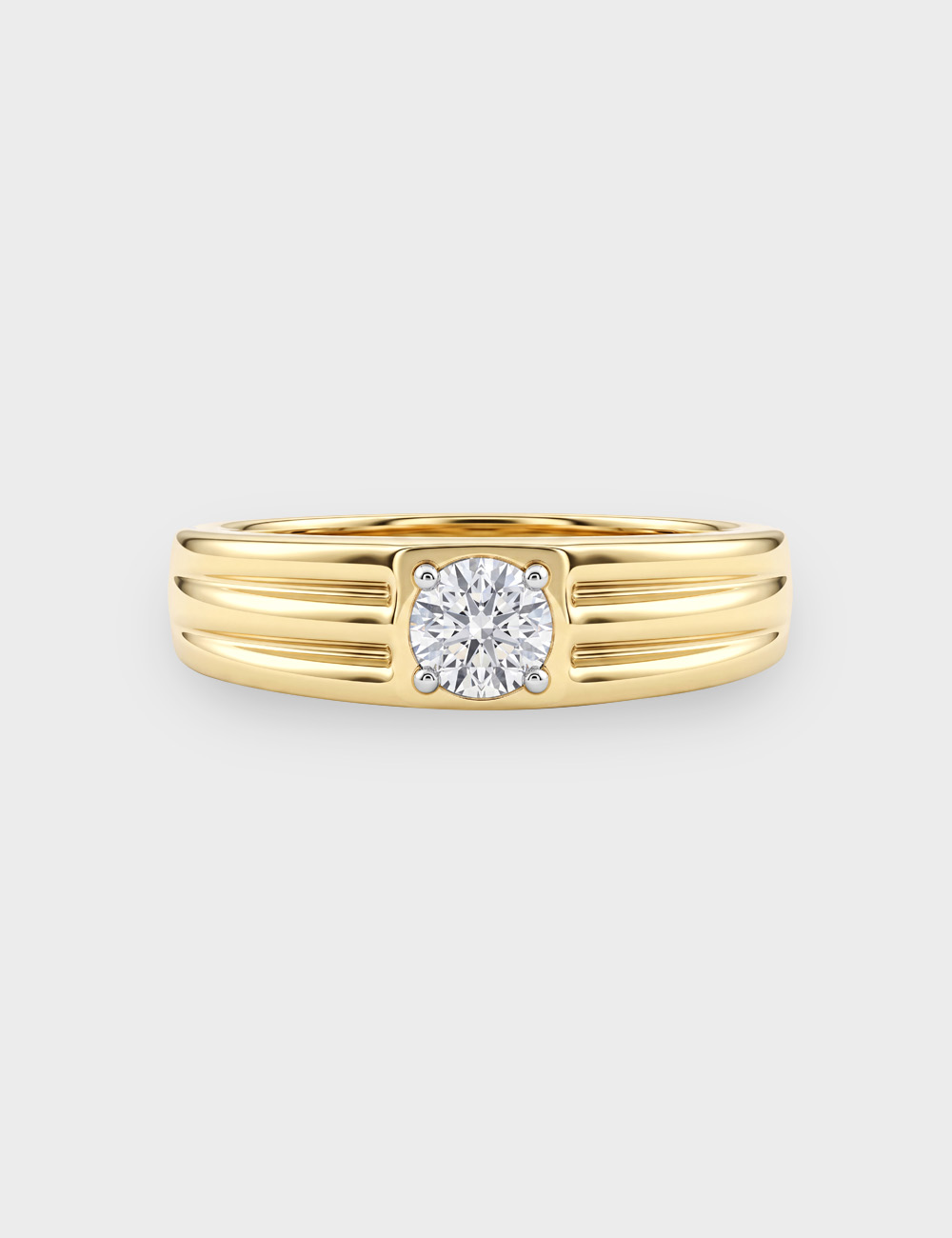 Threadline Men's Lab Grown Diamond Ring 0.18 Cent FG-VVS, Yellow Gold, large, image 2