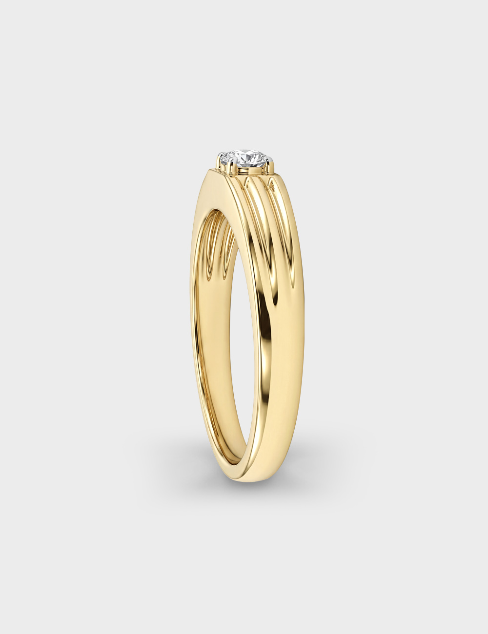 Threadline Men's Lab Grown Diamond Ring 0.18 Cent FG-VVS, Yellow Gold, large, image 3