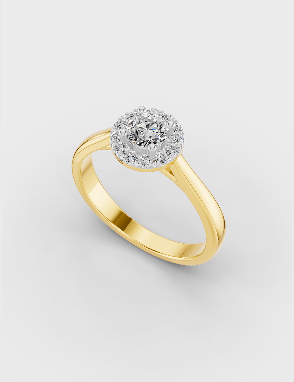 Graceful Solitaire Ring 70 cent FG-VVS, Yellow Gold, large, image 1