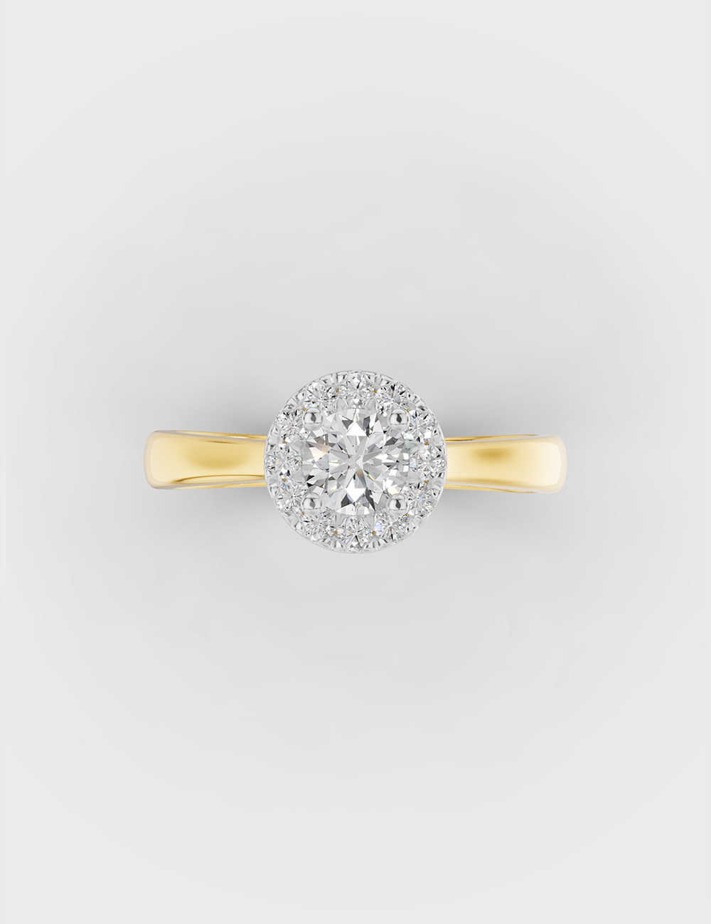Graceful Solitaire Ring 70 cent FG-VVS, Yellow Gold, large, image 2