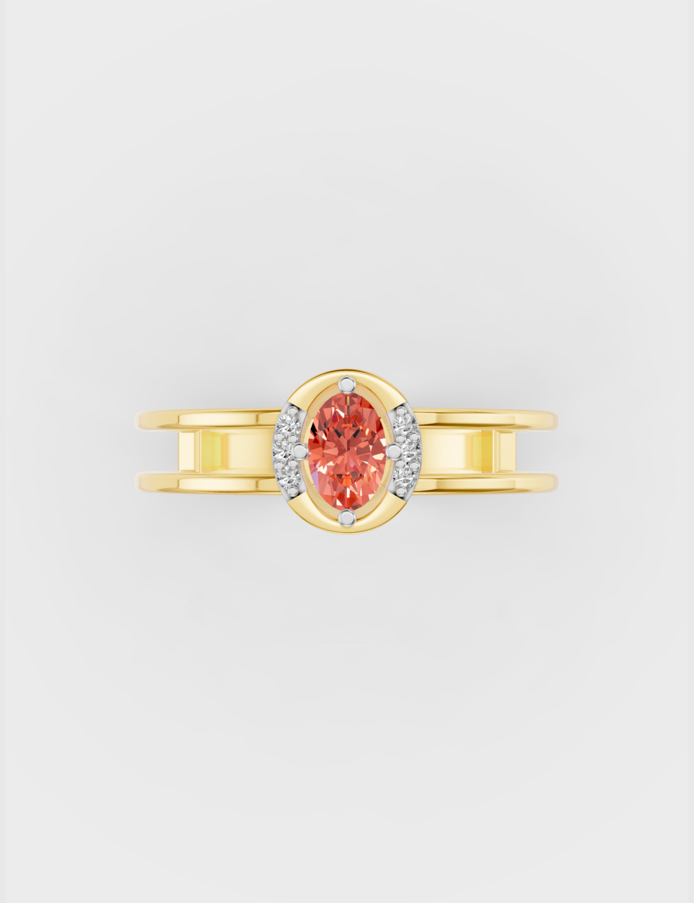 Minimalist Oval Diamond Ring 23 cent FG-VVS, Yellow Gold, large, image 4