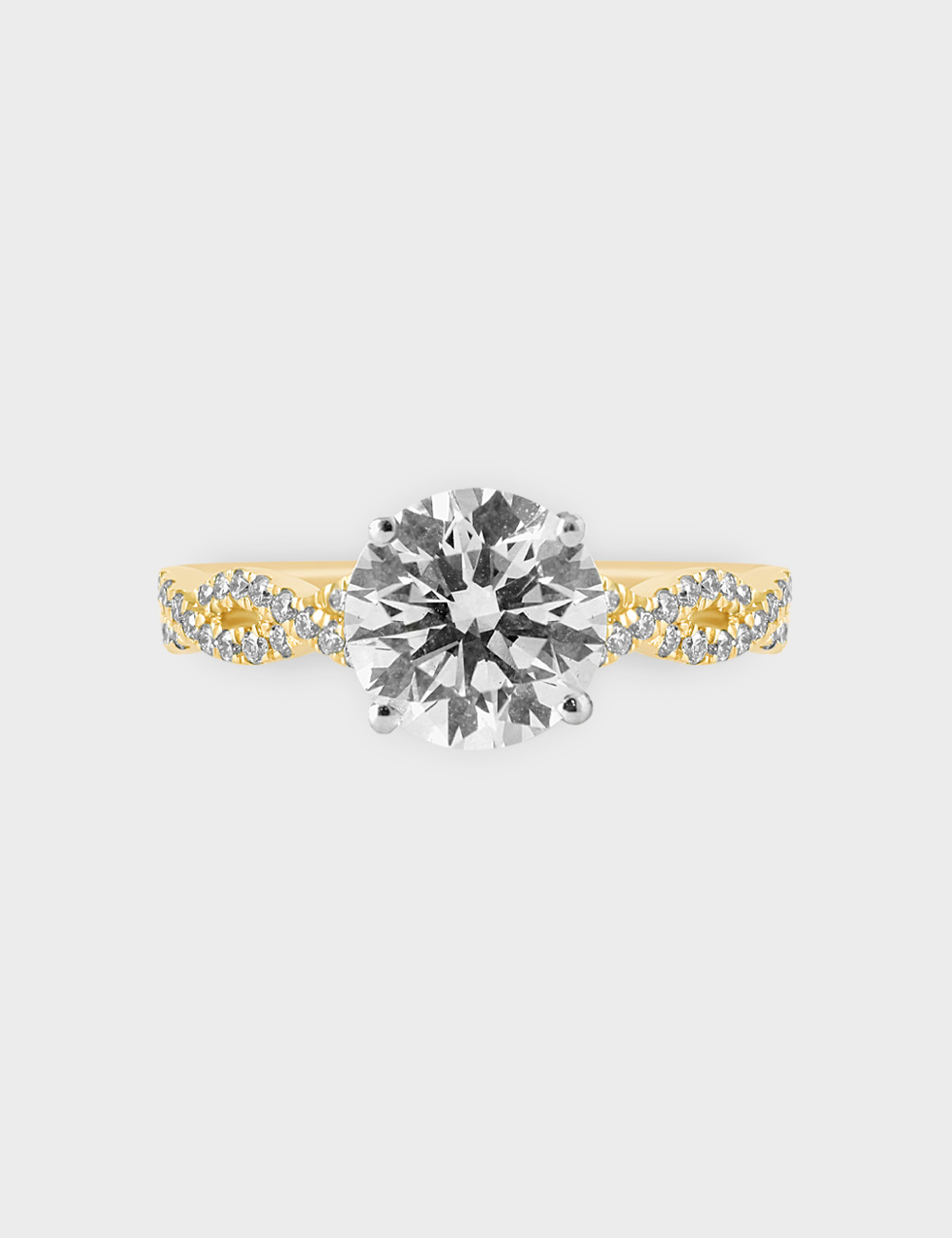Sculpted Light Diamond Ring 2.04 carat FG-VVS, Yellow Gold, large, image 2