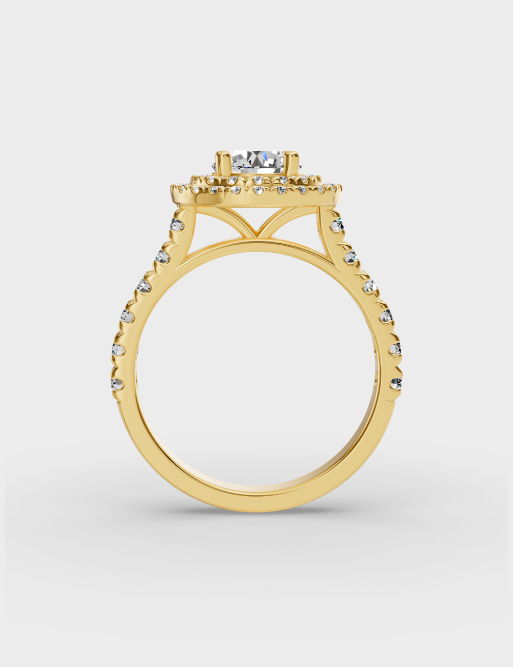 Halo Solitaire Diamond Ring 1.71 carat FG-VVS, Yellow Gold, large, image 2