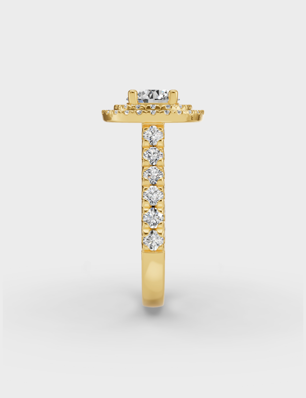 Halo Solitaire Diamond Ring 1.71 carat FG-VVS, Yellow Gold, large, image 3