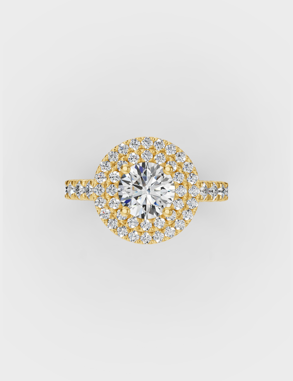 Halo Solitaire Diamond Ring 1.71 carat FG-VVS, Yellow Gold, large, image 4