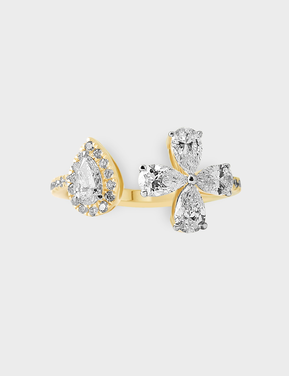 Petal Silhouette Diamond Ring 1.23 carat FG-VVS, Yellow Gold, large, image 2