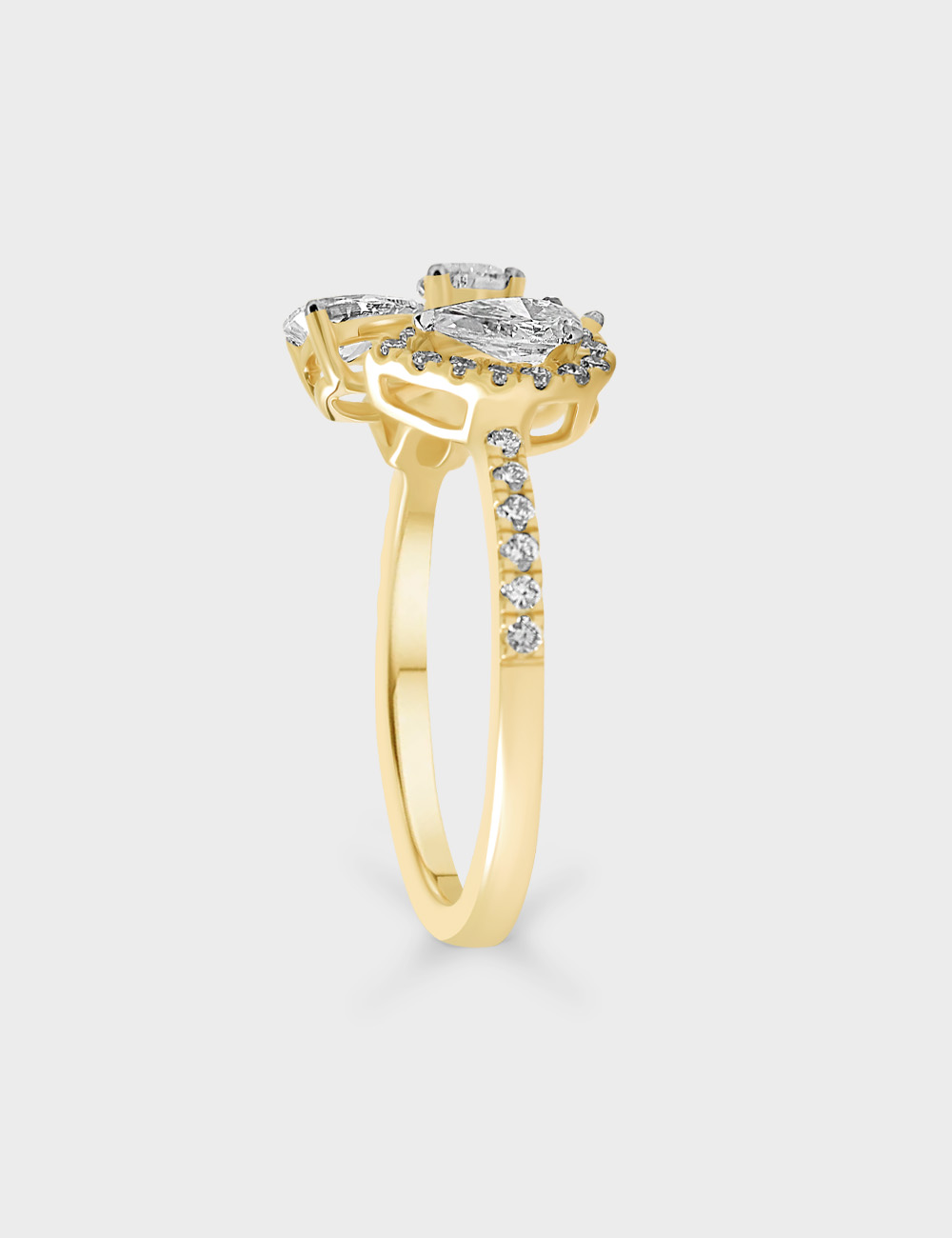 Petal Silhouette Diamond Ring 1.23 carat FG-VVS, Yellow Gold, large, image 3