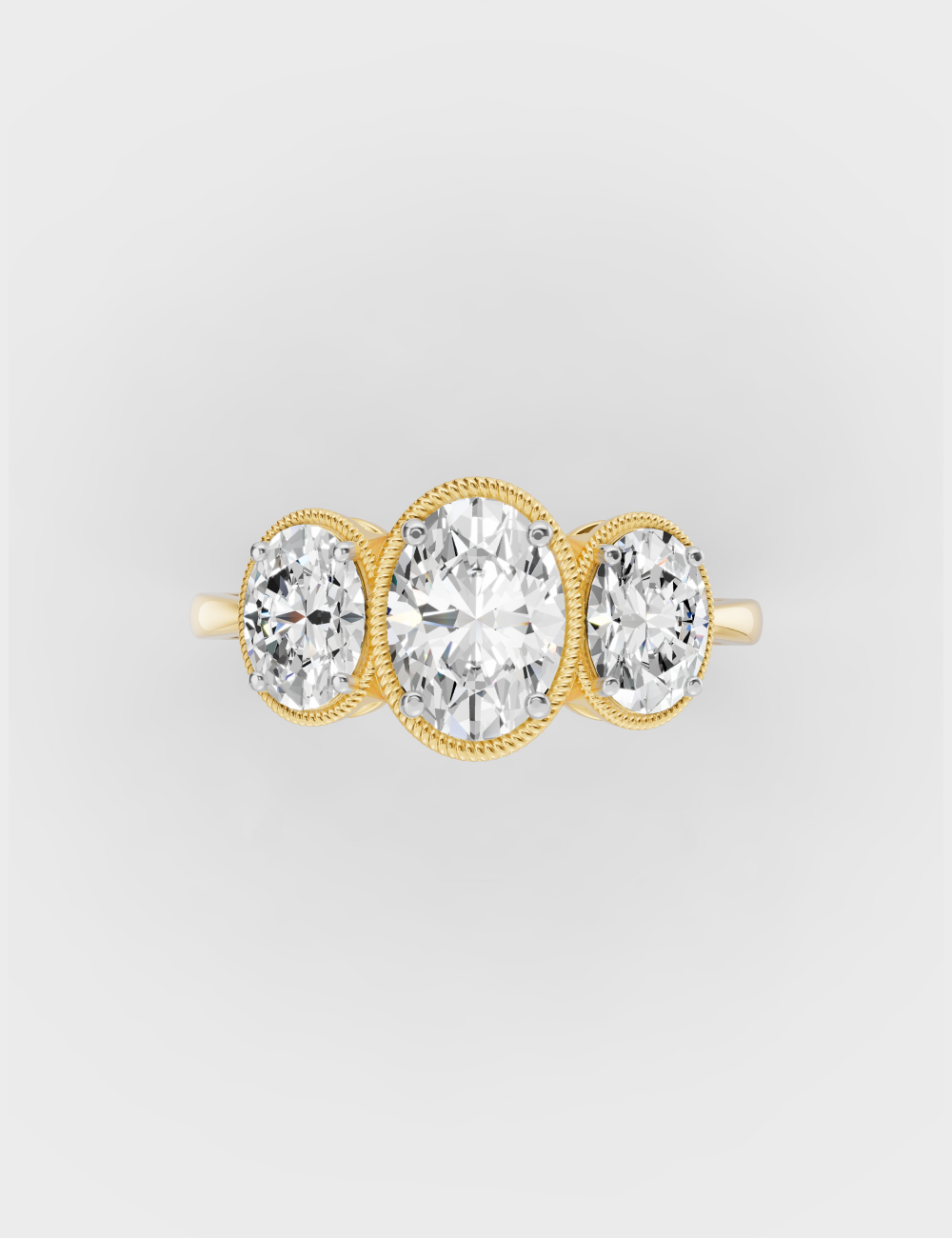 Elegant Trio Diamond Ring 1.2 carat FG-VVS, Yellow Gold, large, image 3