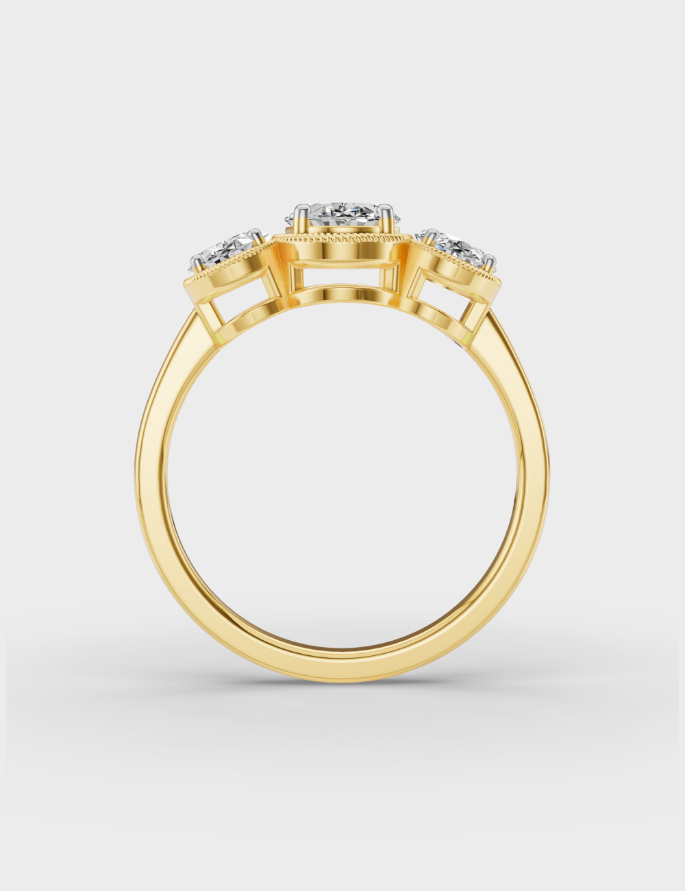 Elegant Trio Diamond Ring 1.2 carat FG-VVS, Yellow Gold, large, image 4