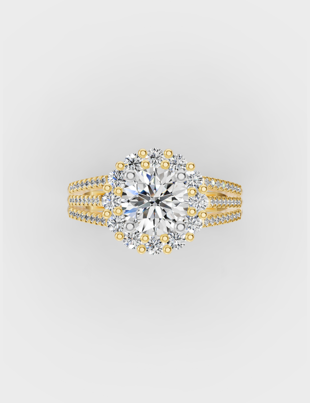 Sparkling Halo Diamond Ring 1,76 carat FG-VVS, Yellow Gold, large, image 3