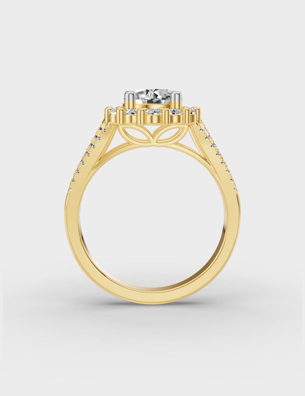 Sparkling Halo Diamond Ring 1,76 carat FG-VVS, Yellow Gold, large, image 4