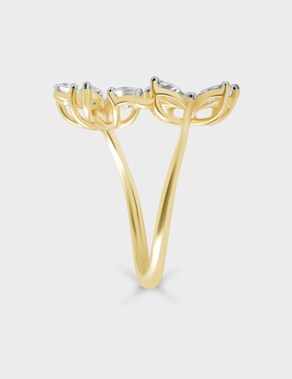 Sculpted Petal Wrap Diamond Ring 1.5 carat FG-VVS, Yellow Gold, large, image 3