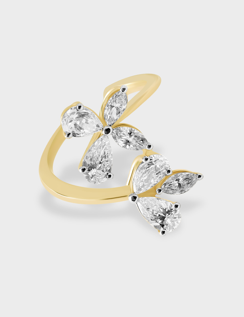 Sculpted Petal Wrap Diamond Ring 1.5 carat FG-VVS, Yellow Gold, large, image 5