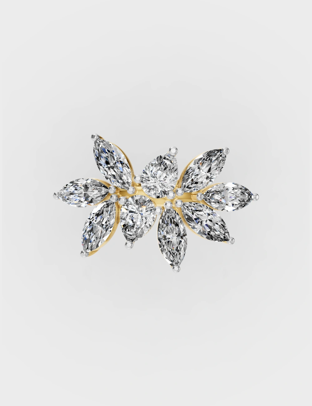 Petals & Sparkle Diamond Ring 1.7 Carat FG-VVS, Yellow Gold, large, image 2
