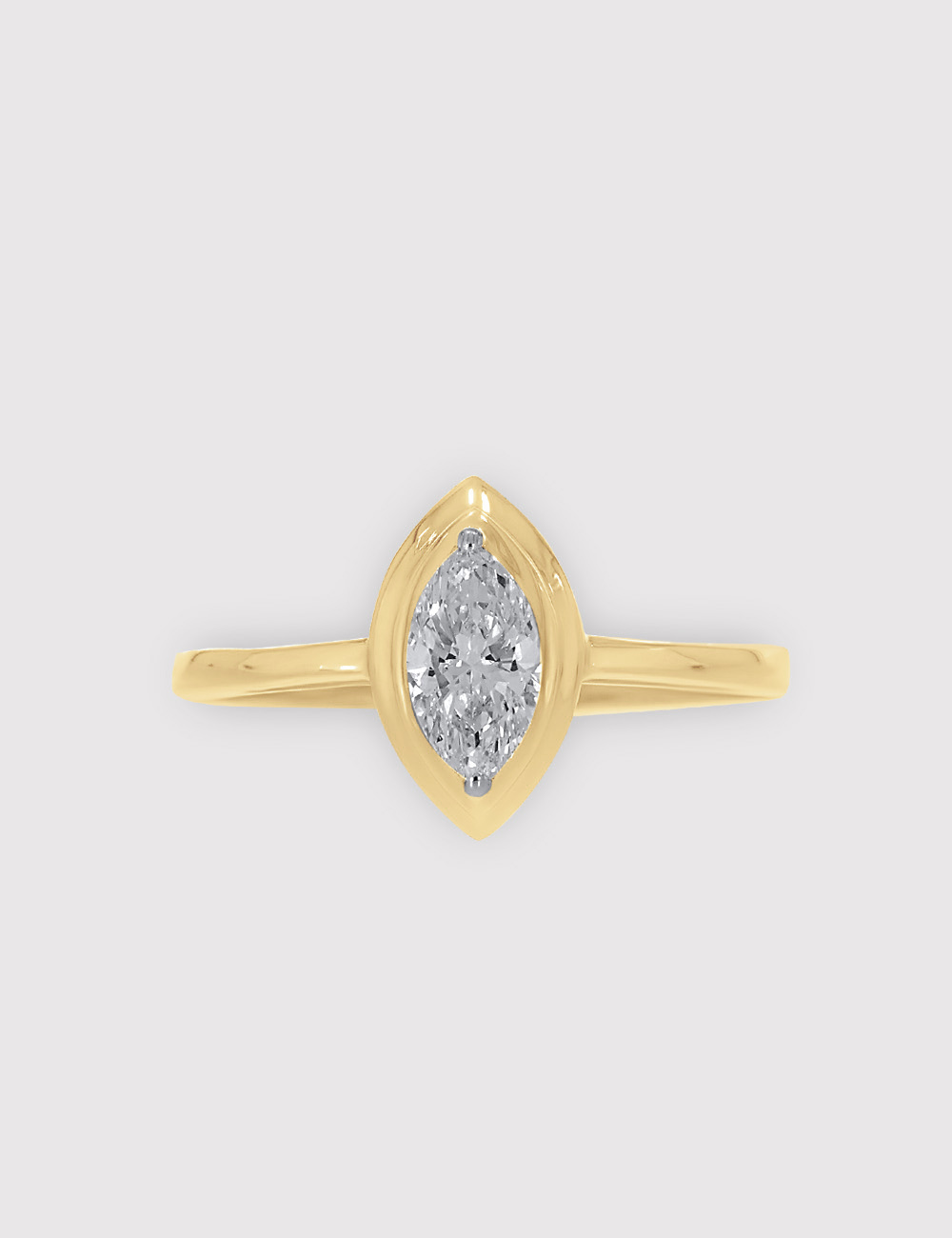 Marquise Signature Diamond Ring 0.5 cent FG-VVS, Yellow Gold, large, image 2