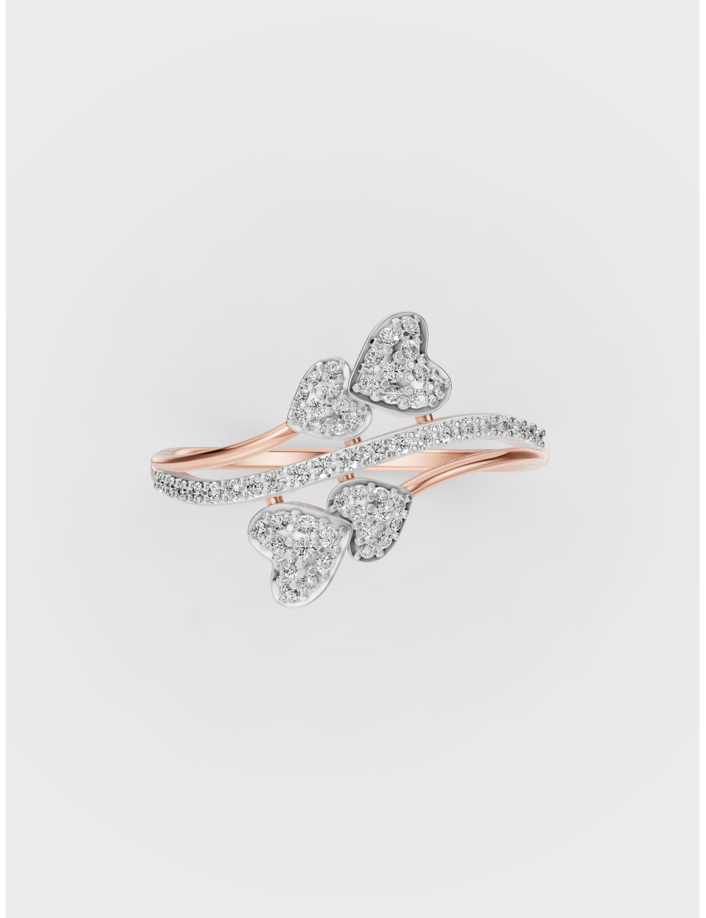 Heart Clusters Diamond Ring 32 cent FG-VVS, Rose Gold, large, image 2